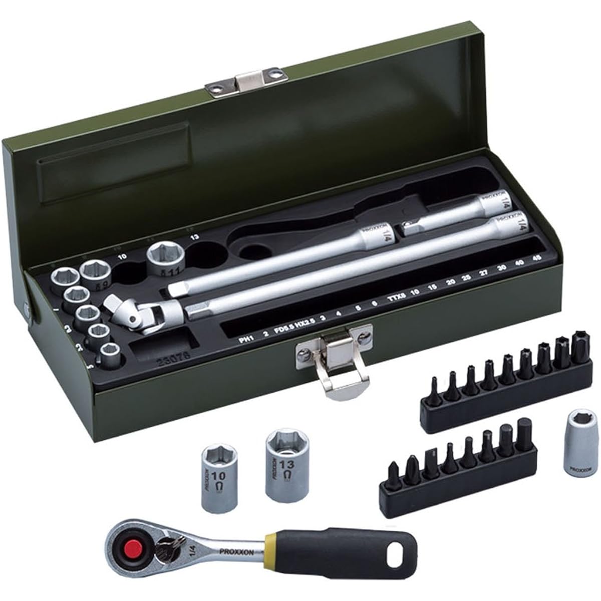 PROXXON Precision Magnetic Socket + Bit Set No.82078 Drive Angle: 6.3mm 32 points 1 set