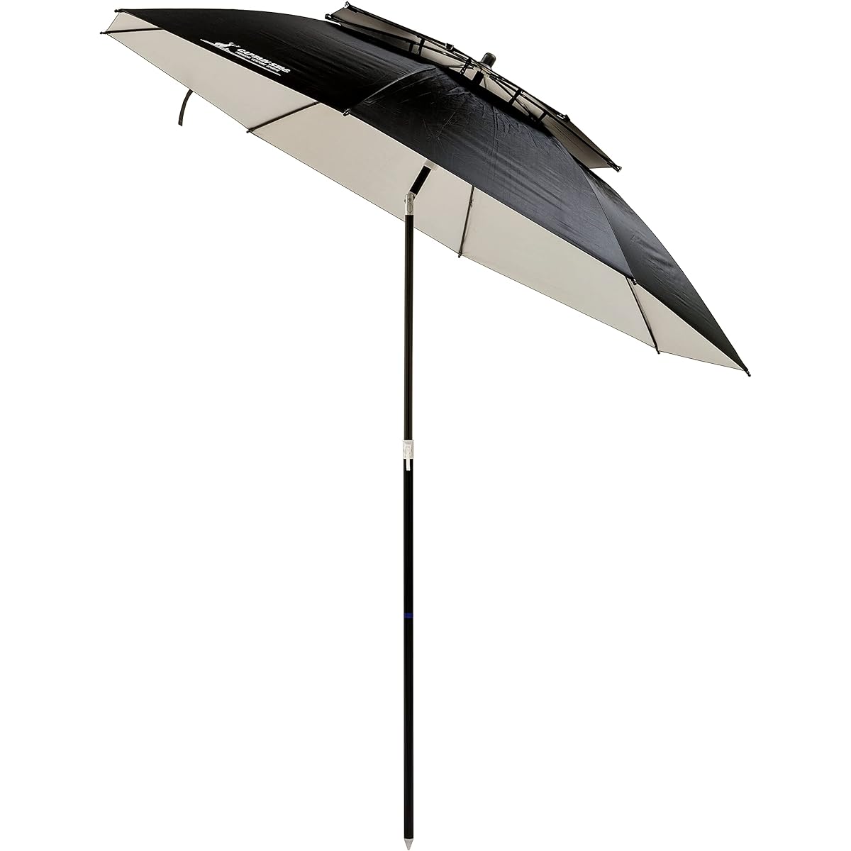 CAPTAIN STAG Parasol Umbrella Sun Shade UV Protection Outdoor 2 Tier Tilt Parasol Diameter 200 x Height 210cm Storage Bag Included Black UD-70