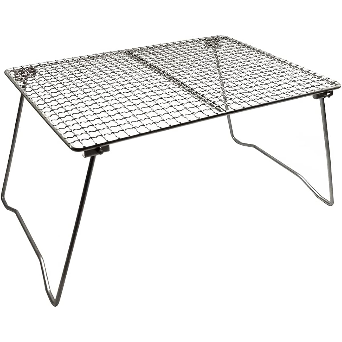 TITAN MANIA Table Titanium Low Table Lightweight Sturdy Folding Sub Side Grill Trivet Mesh Grill Stand Solo Camping BBQ Outdoor Camping Equipment Storage Bag Included (Net Table L)