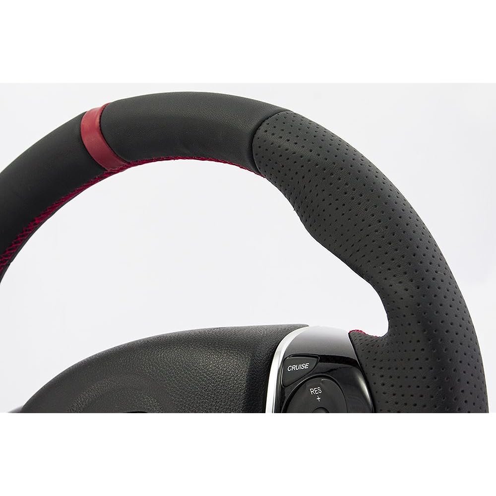 KENSTYLE Original Steering HB02 Honda S660 (JW5) Black Leather/Red Line (Red Stitch)