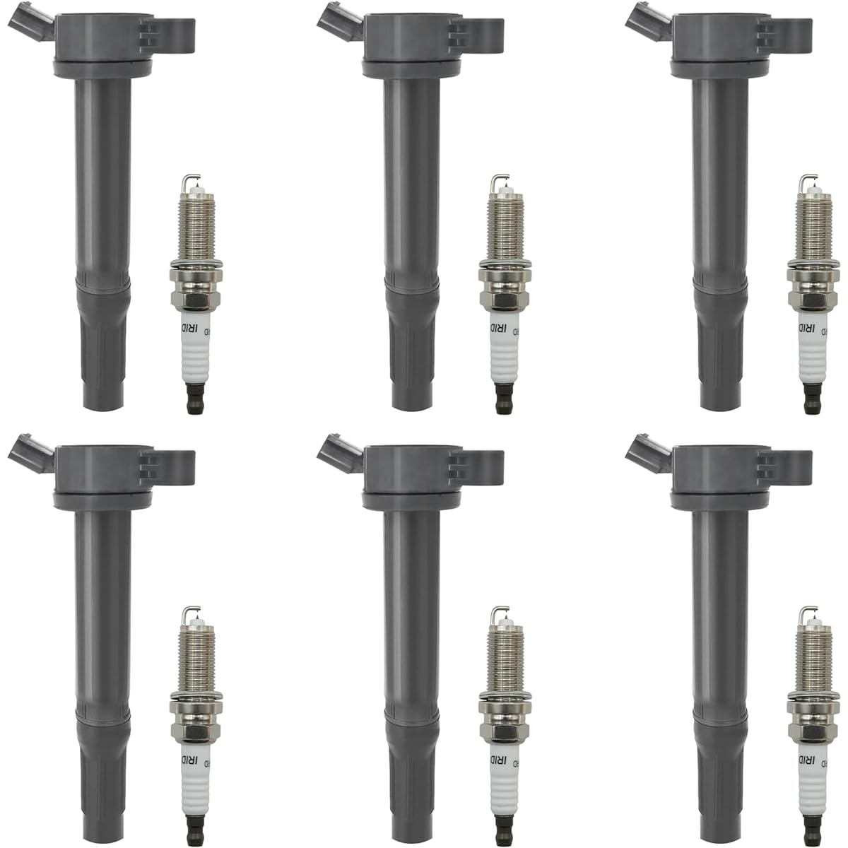 Marsram UF487 Ignition Coil Pack & Double Iridium Spark Plug Toyota Lexus 2005-2018 Camry Highlander Avalon RAV4 SIENNA VENZA RX350 ES350 ES350 RX450H 3.5L V6 Replacement 90919-02251 90919-A20 2 6 6 pieces