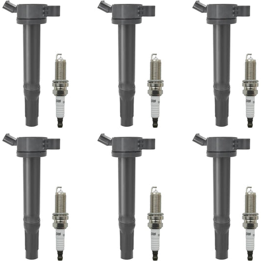 Marsram UF487 Ignition Coil Pack & Double Iridium Spark Plug Toyota Lexus 2005-2018 Camry Highlander Avalon RAV4 SIENNA VENZA RX350 ES350 ES350 RX450H 3.5L V6 Replacement 90919-02251 90919-A20 2 6 6 pieces