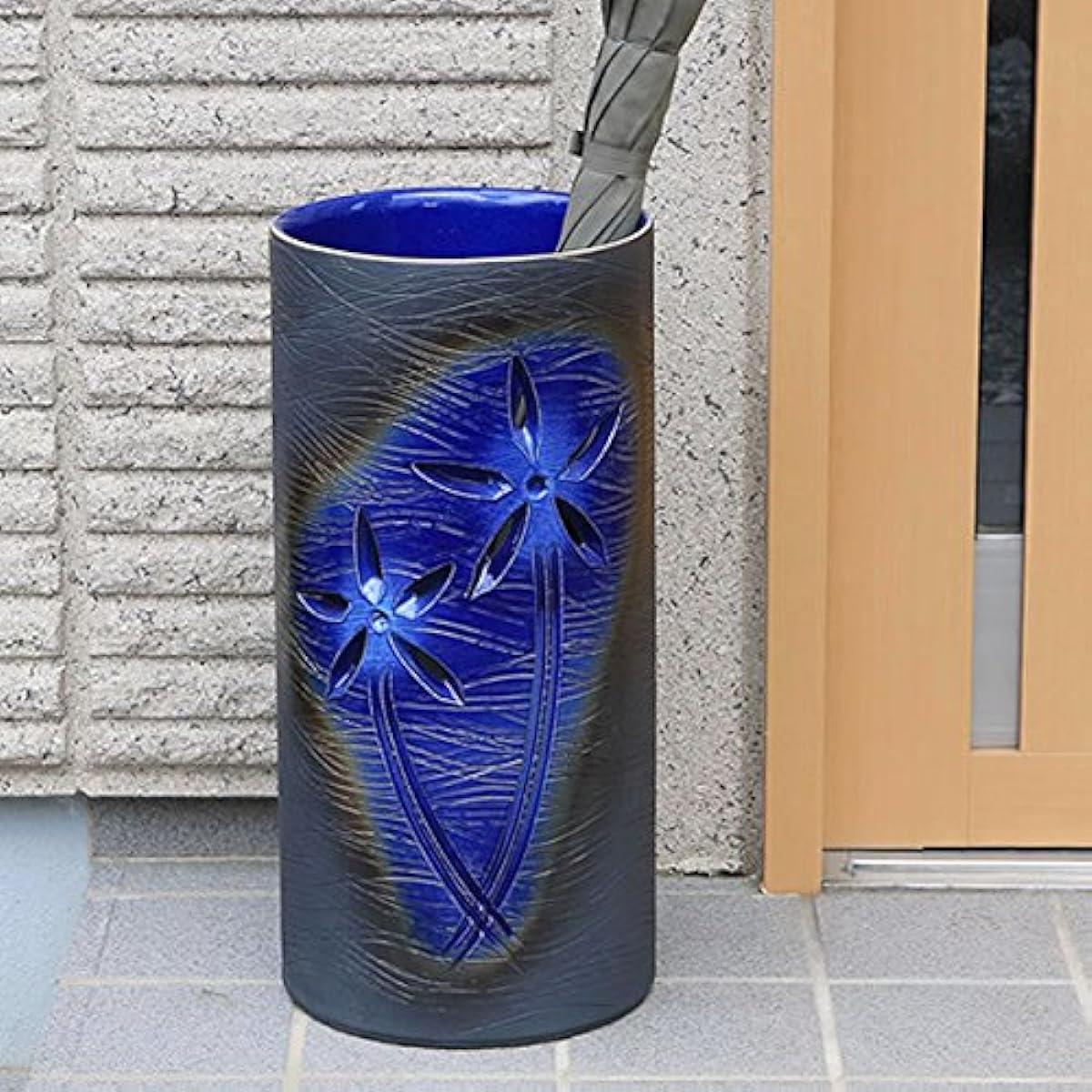 Shigaraki ware flower carved umbrella stand Shigaraki ware hat stand pottery stylish kt-0328