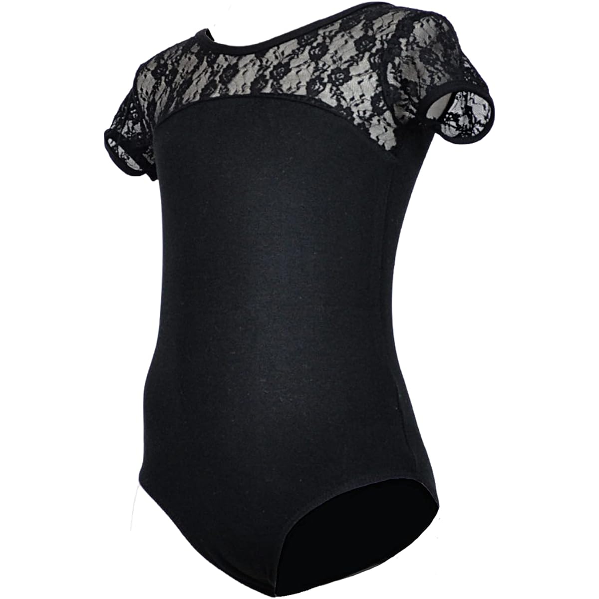 [michelle mica] Back Ribbon Lace Switching Ballet Leotard 110 120 130 140 Cotton No Skirt Short Sleeve Kids Junior Children Children