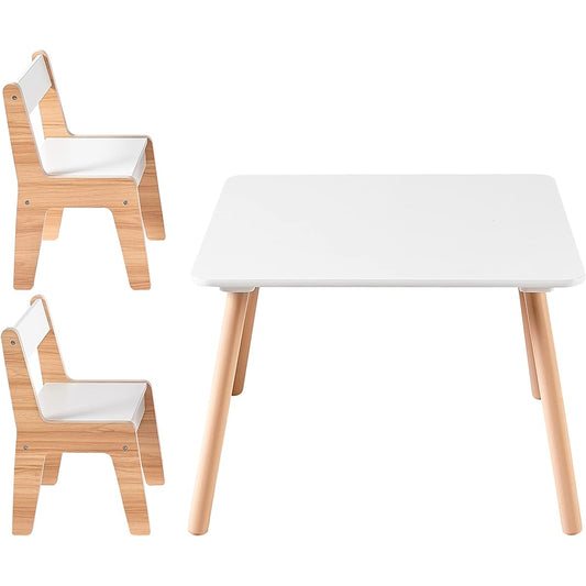 Toffy & Friends Children's Table and Chair Set Wooden Kids Table and Chair 3 Piece Set