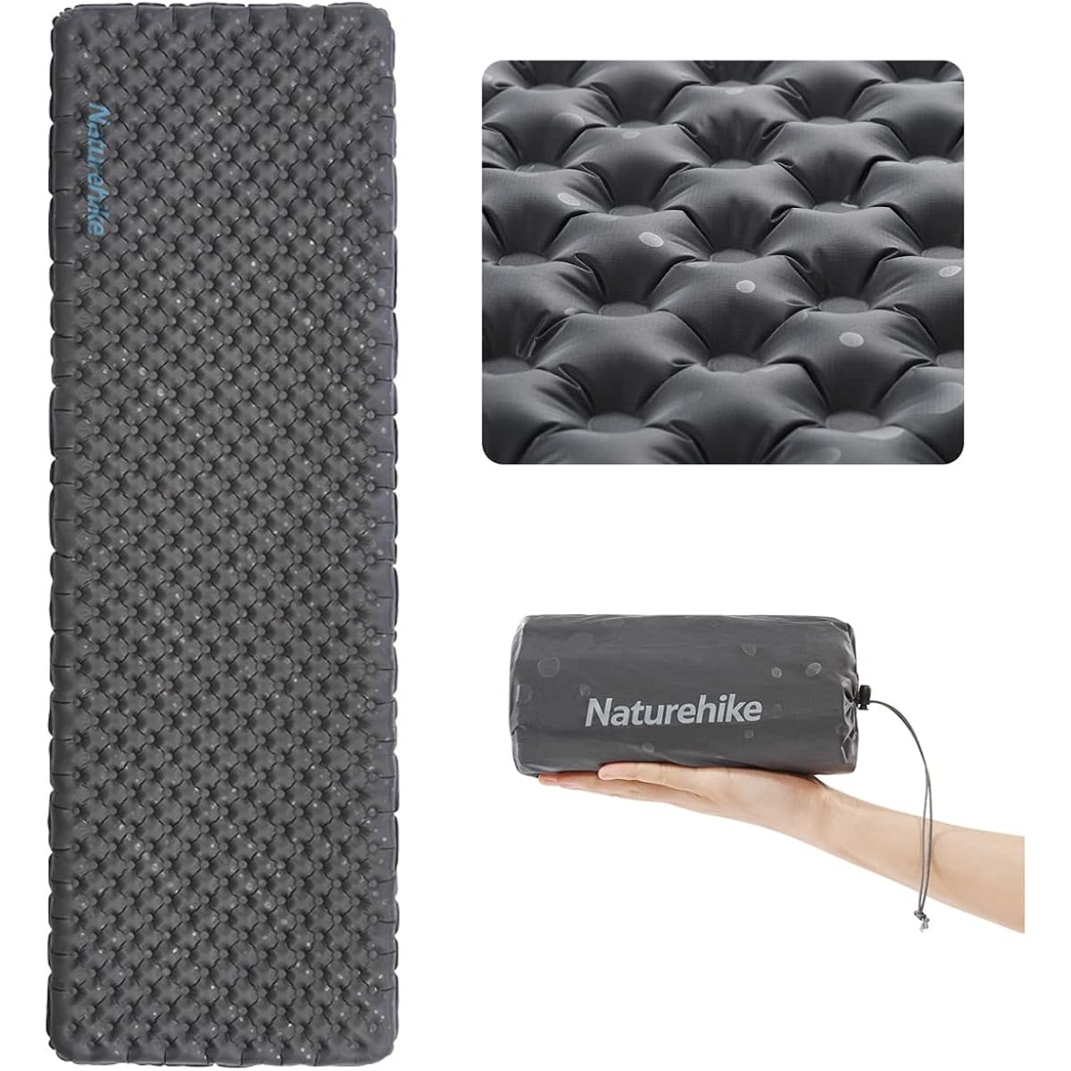 Naturehike R-Value 3.5 Camping Air Mat, Four Seasons, Ultra Lightweight Inflator Mat, Uses Low Temperatures of -6℃, Outdoor Air Bed, Waterproof and Moisture Proof, Storage Bag Included, Sleeping in the Car, Mat, Outdoor Backpack Hiking