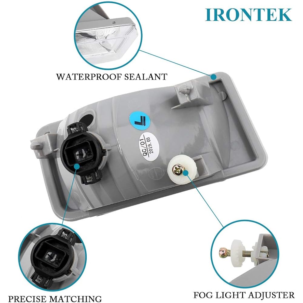 IRONTEK Clear Lens Fog Light Assembly 2007- 2014 Chevrolet Syl Ballad 2007-2008 Cadillac Es Calade 2007-2014 type GMC Sierra 1 set Driving Fog Lump Pit