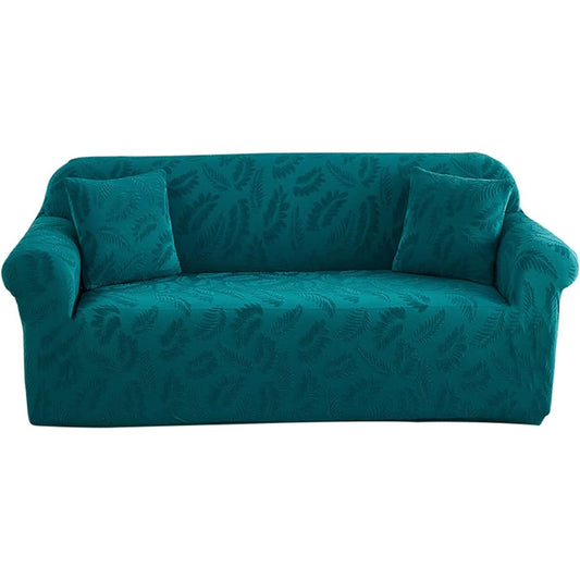 Sofa cover with armrests, Scandinavian, just put it on, elastic, fit, stretchy, simple, easy to install, washable, elegant botanical pattern cover [Green, 3-seater (190-230cm)]