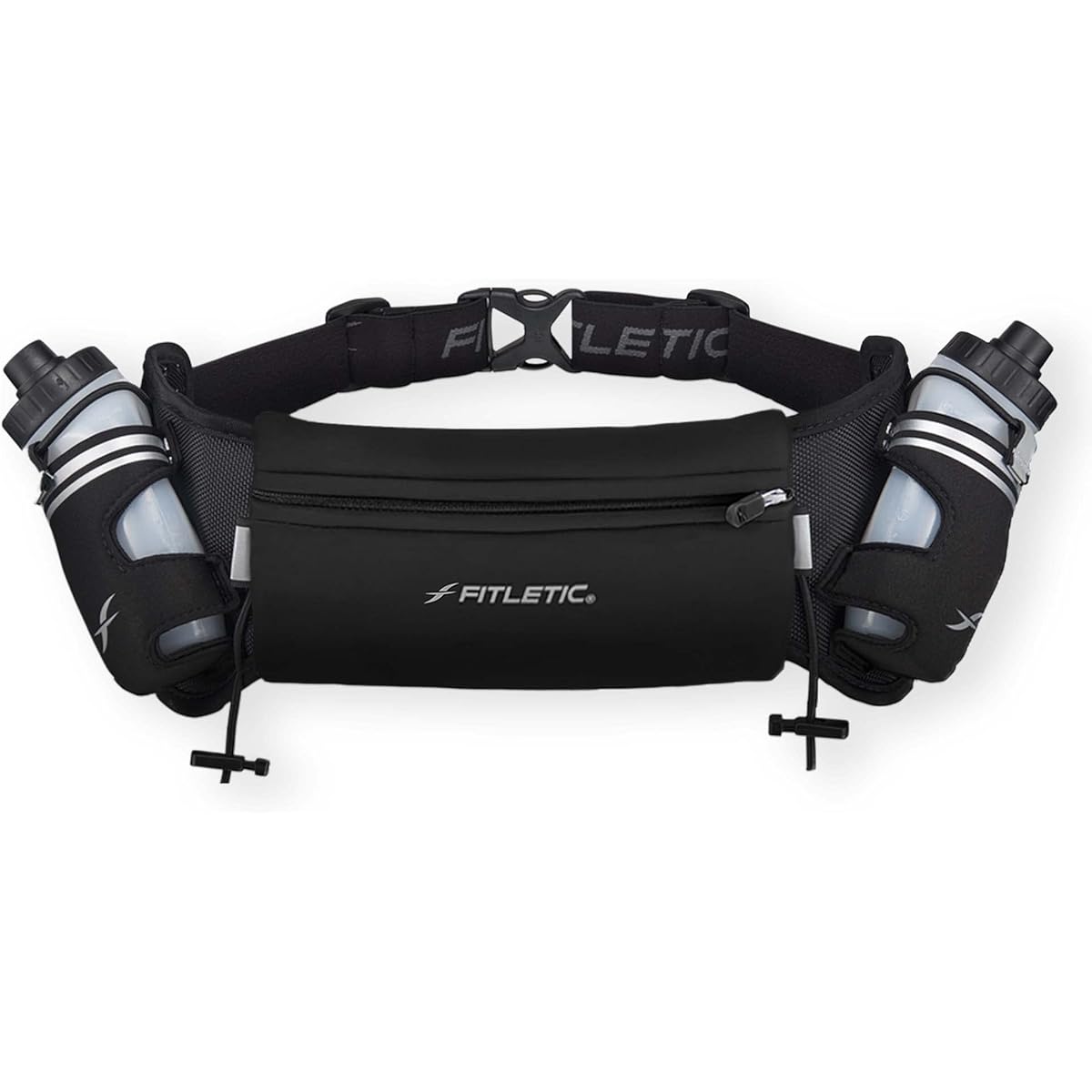 FITLETIC Hydra 16 Running Waist Pouch Waterproof Neoprene Material Compatible with iPhone6sPlus Size Includes 2 8oz Bottles Includes Bib Holder HD-08 BLK S/M