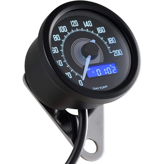 Daytona VELONA Motorcycle Electric Speedometer Black Body/White LED φ60 200km/h Display 22061