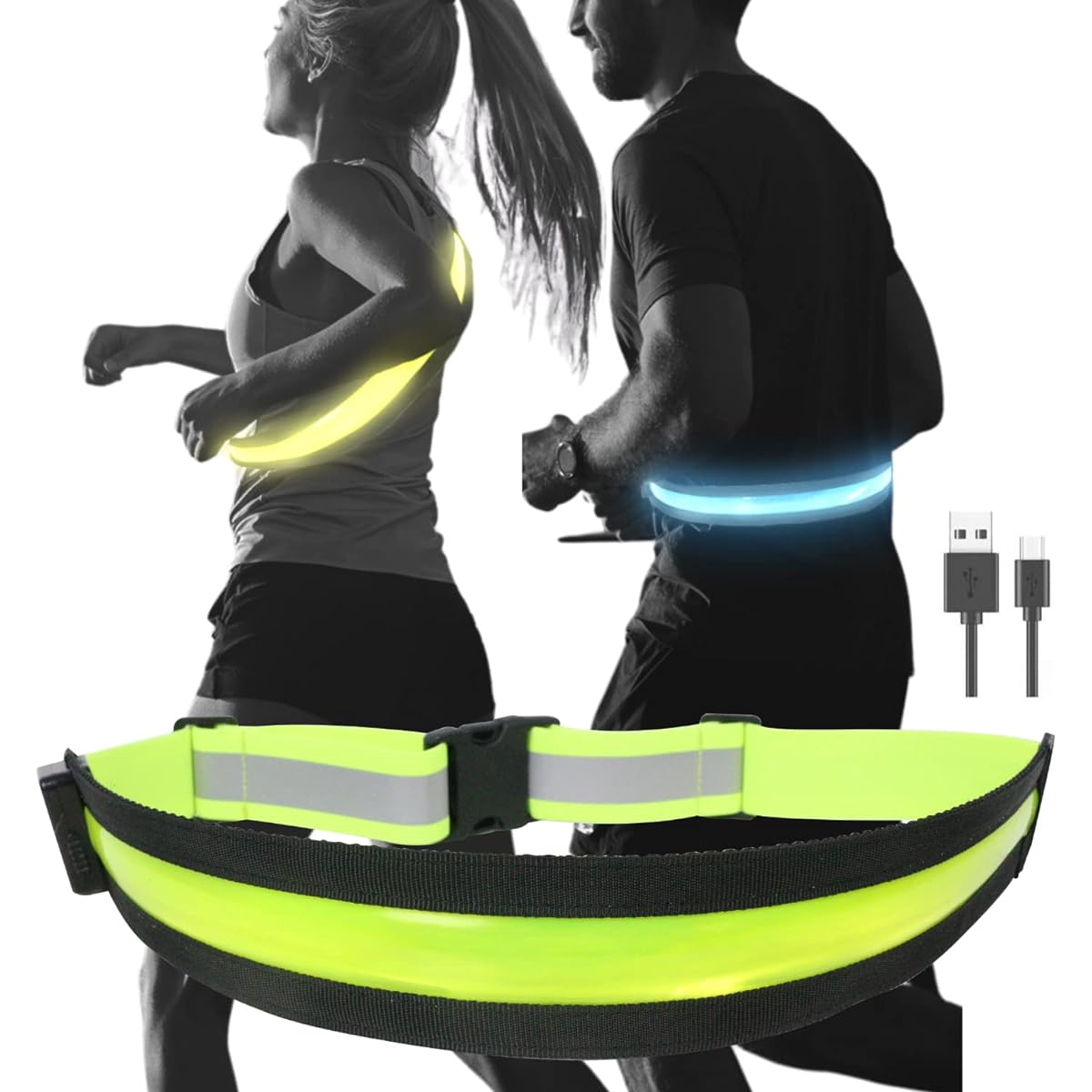 TERUI Lights Running Light, Rechargeable LED Belt, Reflective Band, Night Walking Light, Safety, USB Reflective Bag, Night Jogging, Waterproof, Bicycle Reflector, Glowing, Cycling, Reflective Material, Glowing Bag