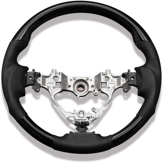 Steering Noah Voxy Esquire 80 Series Harrier Piano Black Gun Grip PVC Leather Genuine Replacement Handle Wood Style Panel Luxury Punching Leather Car Dress-up (Piano Black)