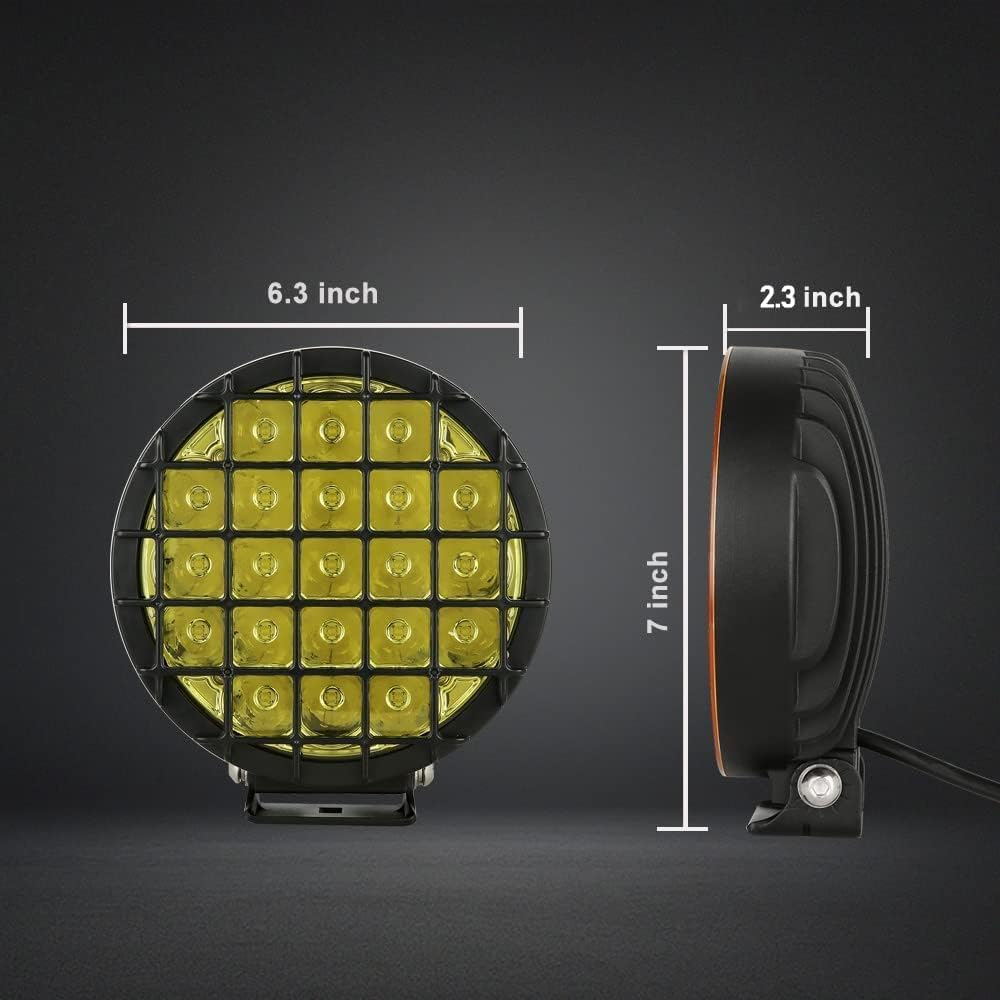 BIGLIONX 6 inches 2 Amber Round LED Light Light Light Light Road Off Road Driving Fog Light With Hanez 210W 32000LM Waterproof IP68 IP69K 12V 24V Pickup Track for ATV UTV SUV