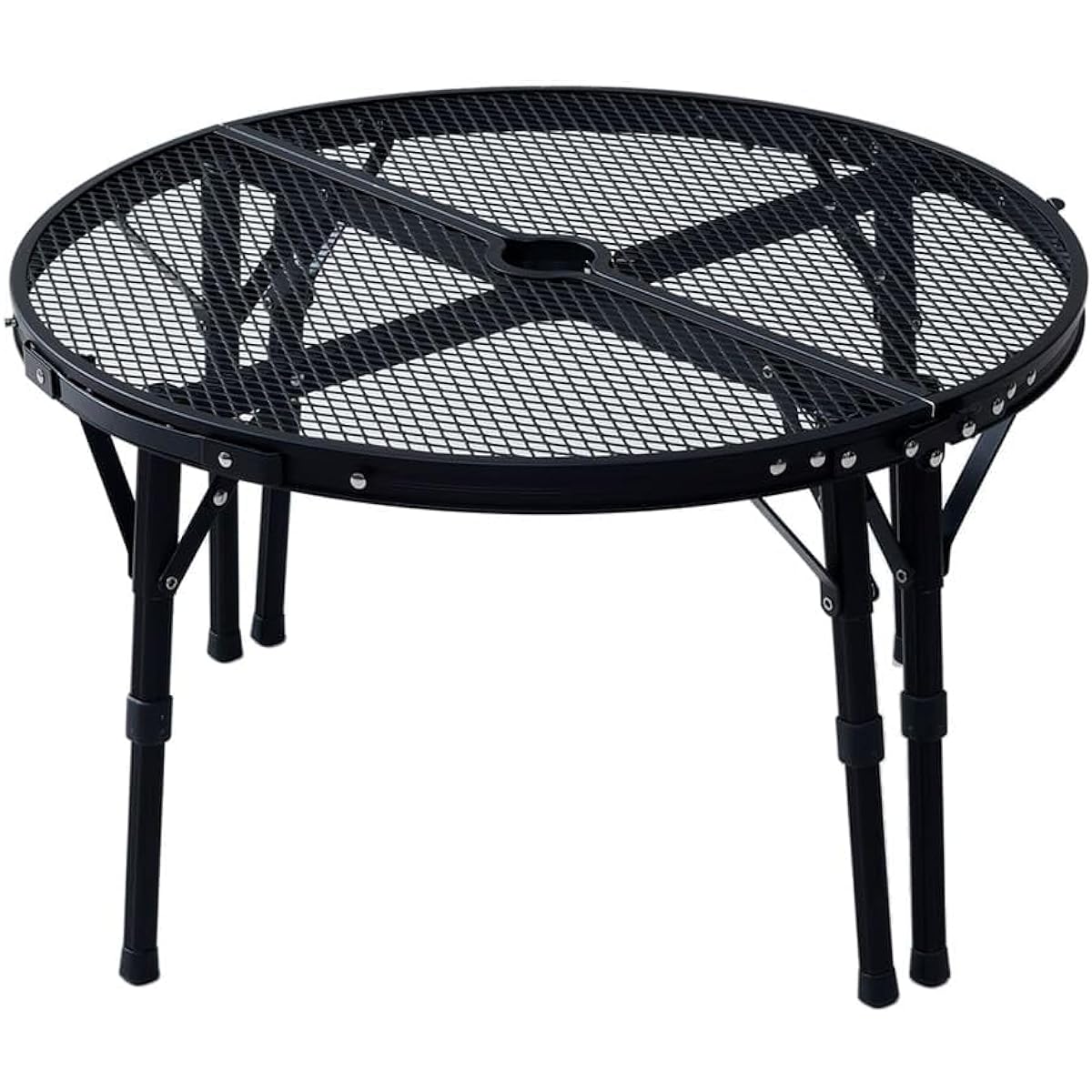 Campers Collection [Campers Collection Yamazen] Tough Light Round Table Middle (Bonfire Barbecue) Heat and Water Resistant Foldable Lightweight Height Adjustment (2 Levels) TLTR-60(MBK) Black