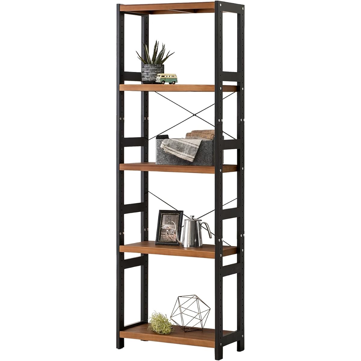 Hagihara Wood Rack Open Rack Shelf Wall Storage Width 60 Depth 30 Height 180 cm Rustic Dark Gray Wooden Pine 5 Tier Movable Shelf Rack MCC-6036DGLB 1 unit