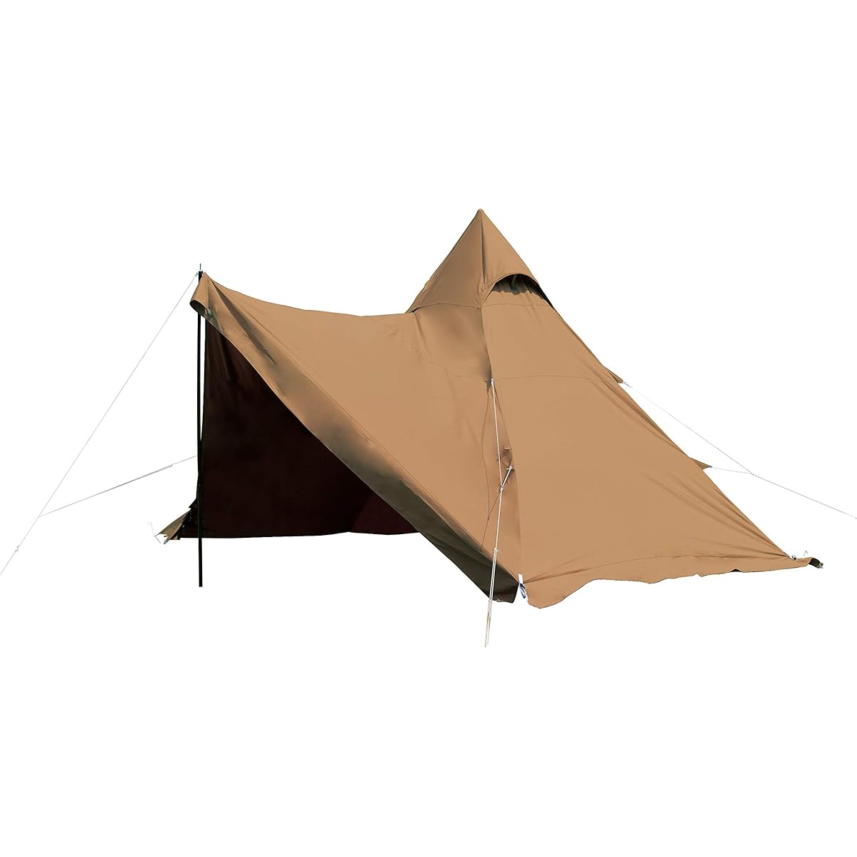 [Campers Collection Yamazen] One Pole Tent, Camping, Outdoor, Spark Resistant, All Seasons, Easy Setup, Inner Tent and Fly Pole Included, Brown Cotton Tent CTN-300(BR)