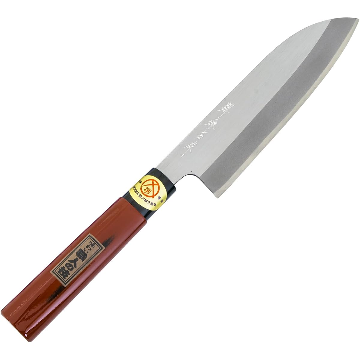 Sakai Genkichi Made in Japan Santoku Knife 180mm White Steel Three Pieces Negoro Nuri Handle Dishwasher Safe Sakai Knife
