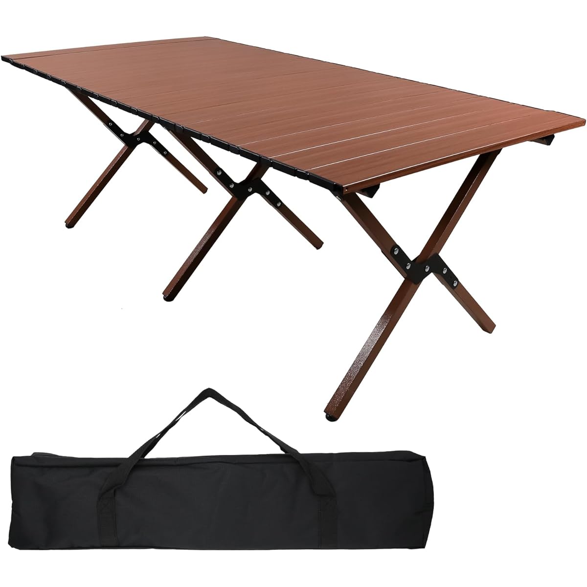 [kokua.] Outdoor table folding [walnut color] Lightweight, compact, roll, large, easy to assemble, plenty of space, load capacity 60kg