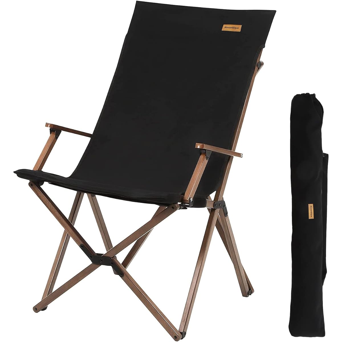 Mozambique Garden Chair Outdoor Chair High Back Wooden Folding Load Capacity 100kg (Brown)
