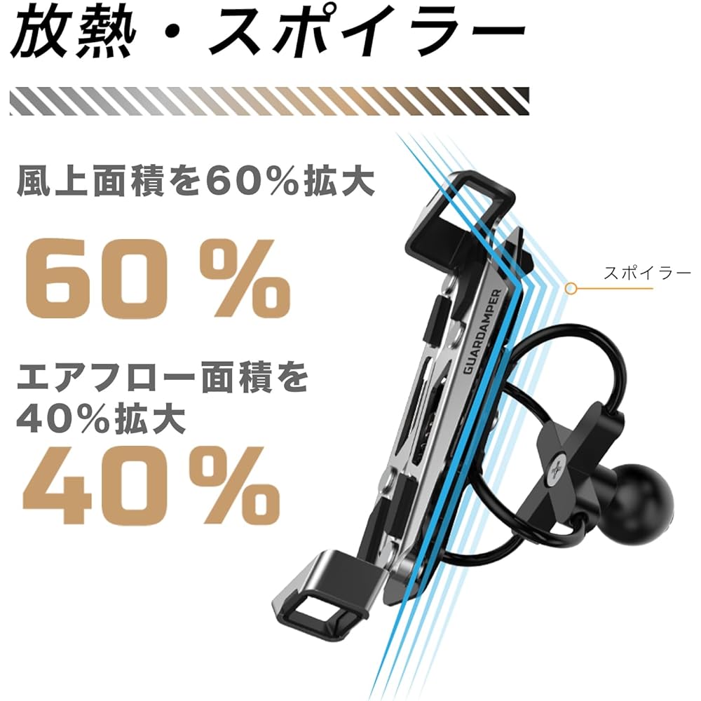 GUARDAMPER GR-23 Silver Blade Anti-Vibration Bike Smartphone Mount for Motorcycles Protective Smartphone Holder (Security Set + Clamp)