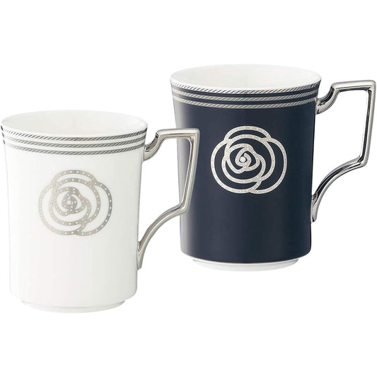 Noritake Mug (changeable color pair set) 295cc Aidan 2 pieces White/Black Bone China P93655/4867-12
