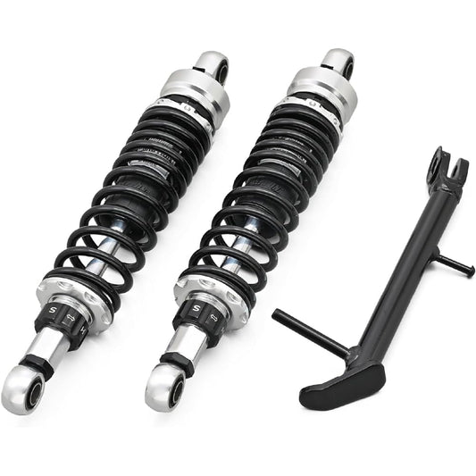 Daytona Motorcycle Rear Suspension for CL250 (23) Lowdown Genuine Ratio -32~-47mm Damping Adjustment 20 Levels Short Side Stand Included Lowdown Kit Silver Body 41881