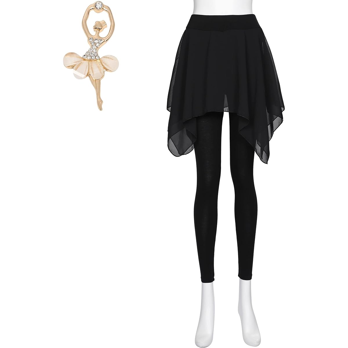 [Aigoda] Ballet Spats Children Adults Leggings with Skirt Ballet Chiffon Skirt Kids Junior Skirts