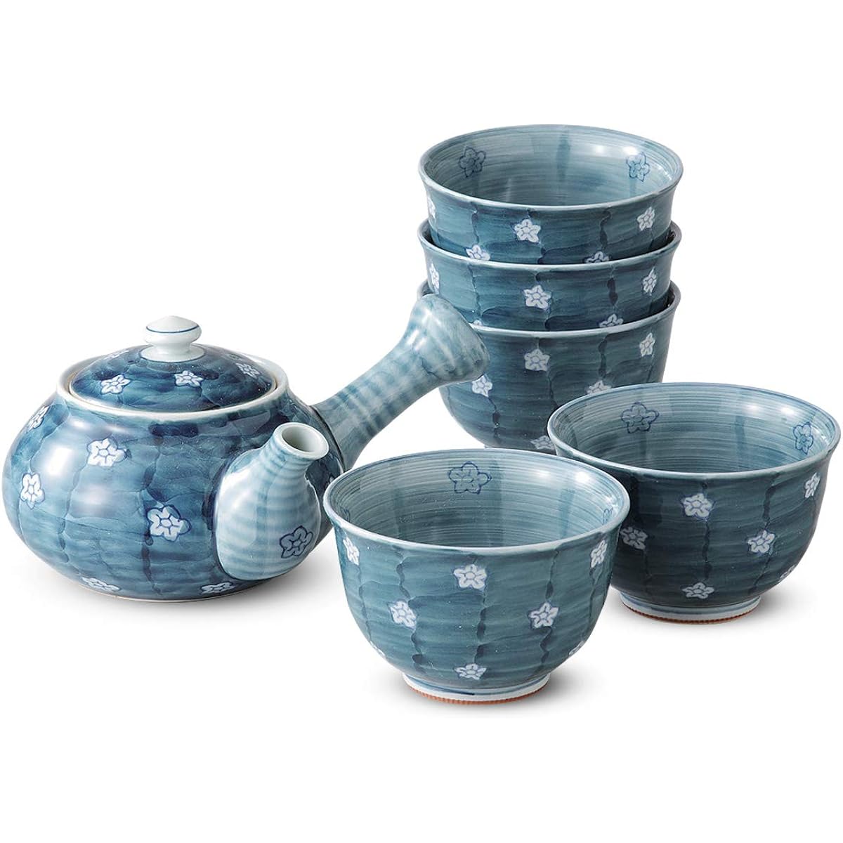 Ranchant Teapot Tea Set Multi Teapot 16.8x14x8.8/Cup Φ9.2x6cm Inner and Outer Plum Arita Ware Made in Japan