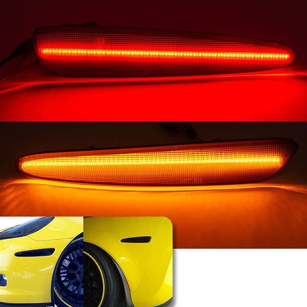 MINGRUI Test Full LED Side Marker Light Kit Chevrolet Colbet C6 2005-2013 Amberfront+Redria Winker Lamp Replacement OEM #10316651 10316652 Bumper Reflector Light 4 Smoke Lens