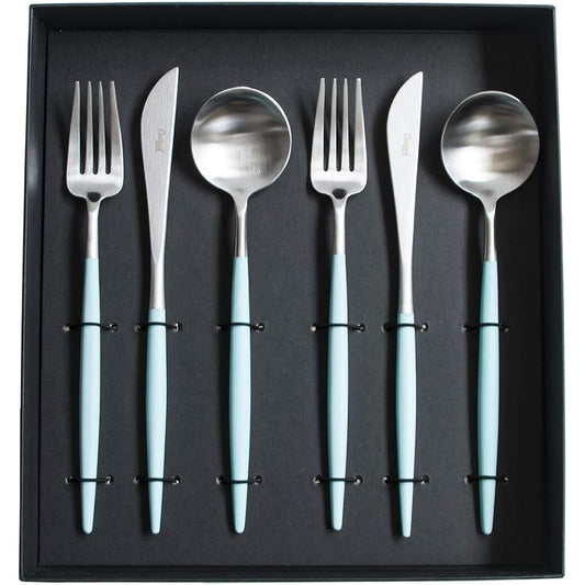 Cutipol GOA Dinner 6 Piece Set (Dinner Knife/Fork/Spoon 2 each) Presentation Box (Turquoise x Silver)