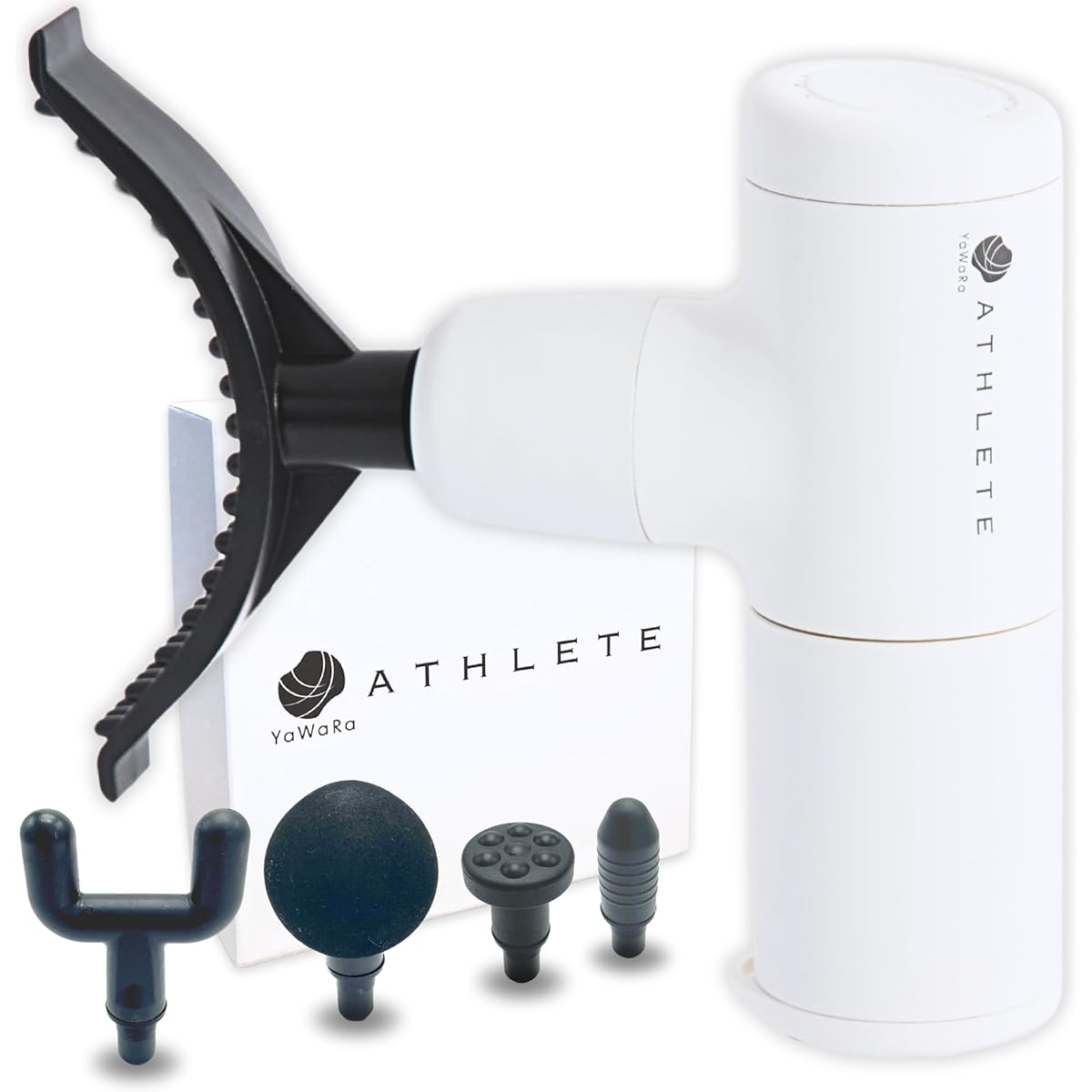 [Supervised by a professional trainer] YaWaRaATHLETE YaWaRaATHLETE YaWaRa Athlete Fascia Release Gun MINI Gun Arched Attachment Release Gun Mini Small Lightweight Storage Case Present Genuine Product 1 Year Manufacturer Warranty TeamOneDay (Matte White)