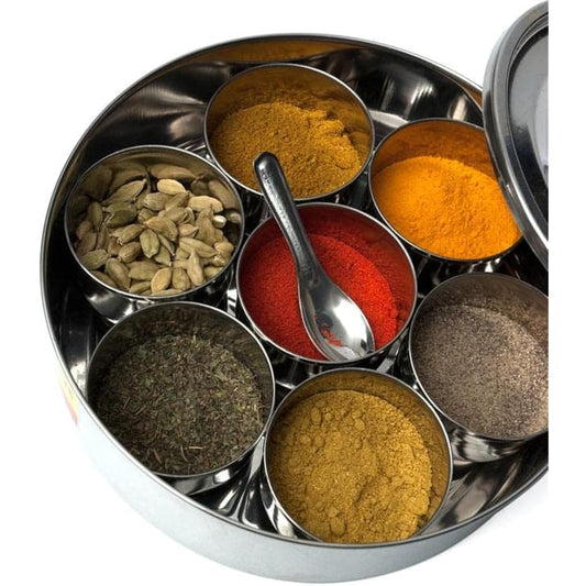 Authentic Indian masala case 21cm [Can store 7 types of spices] Convenient handle included