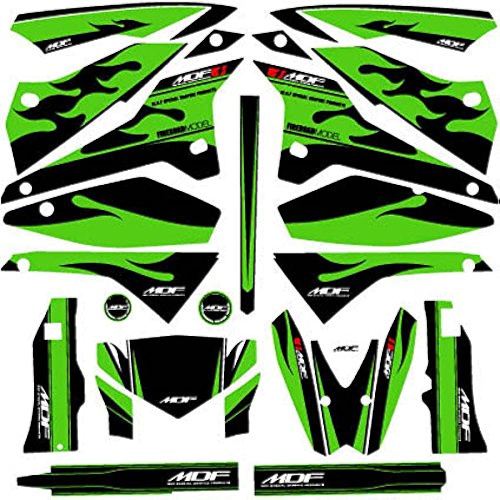 MDF Graphic Kit Complete Set Fire Road Model Lime Green KLX250(08-) M08KLX-B-GR-ALL
