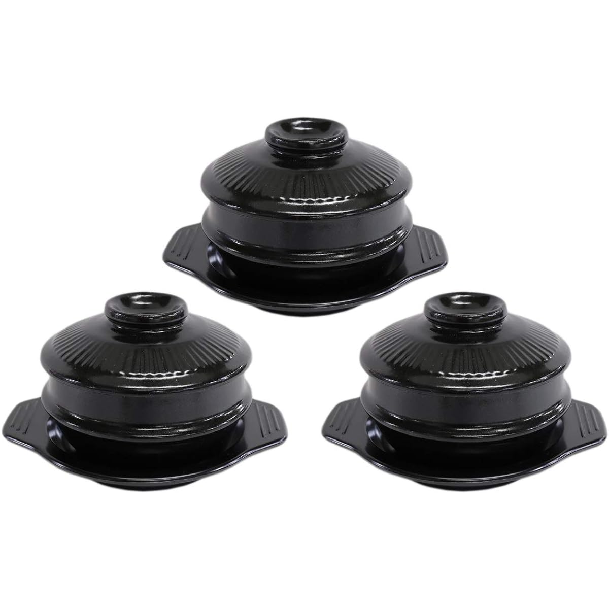 Set of 3 Korean Tableware Jjigae Pot 12cm with Lid Trivet [Pot 11.5 x 10cm Trivet 17.5 x 14.8 x 2cm] Made in Korea Open Fire Japanese Tableware Sakeware Restaurant...