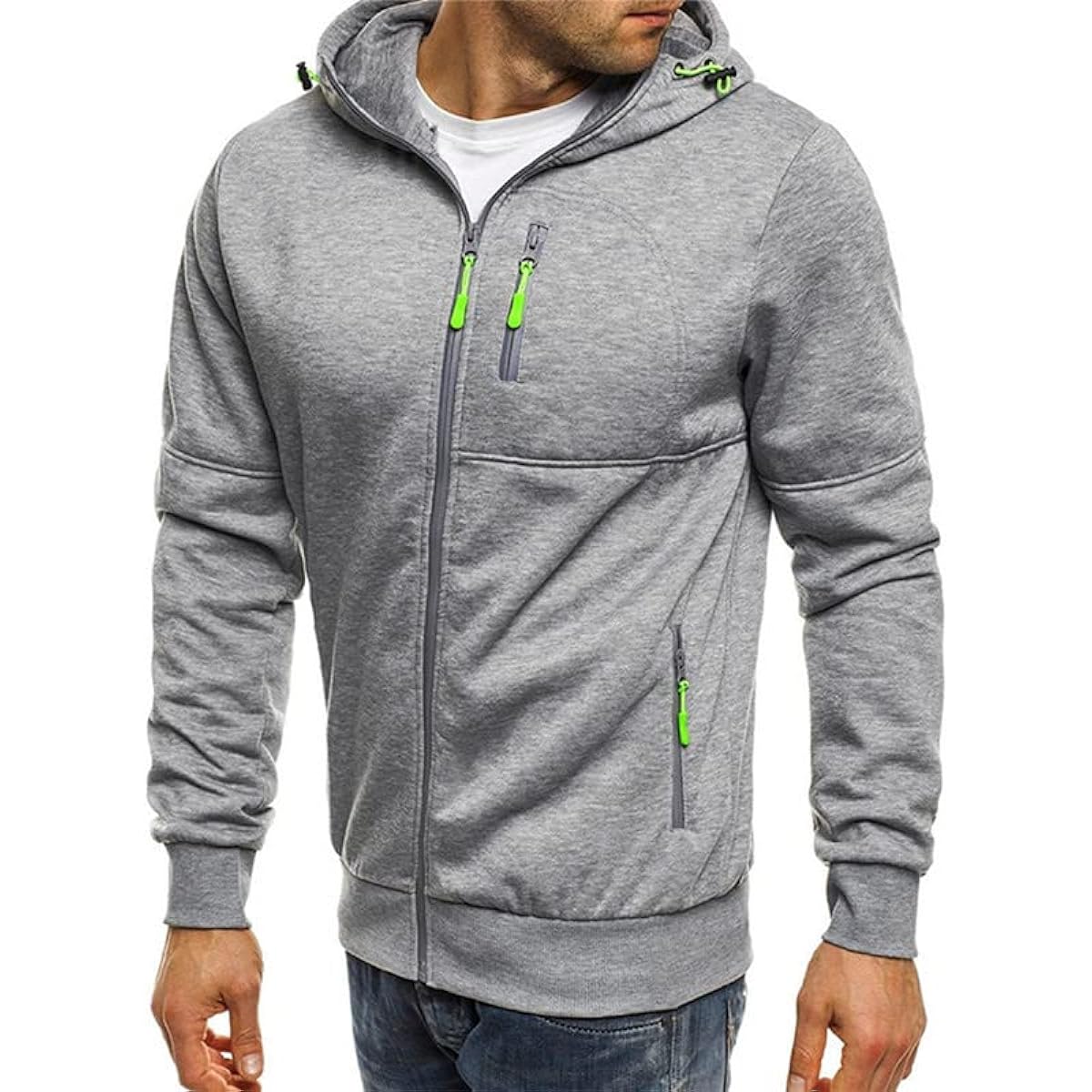 [Rodrimiche] Thin Zip Up Parka Running Wear Plain Sportswear Men's