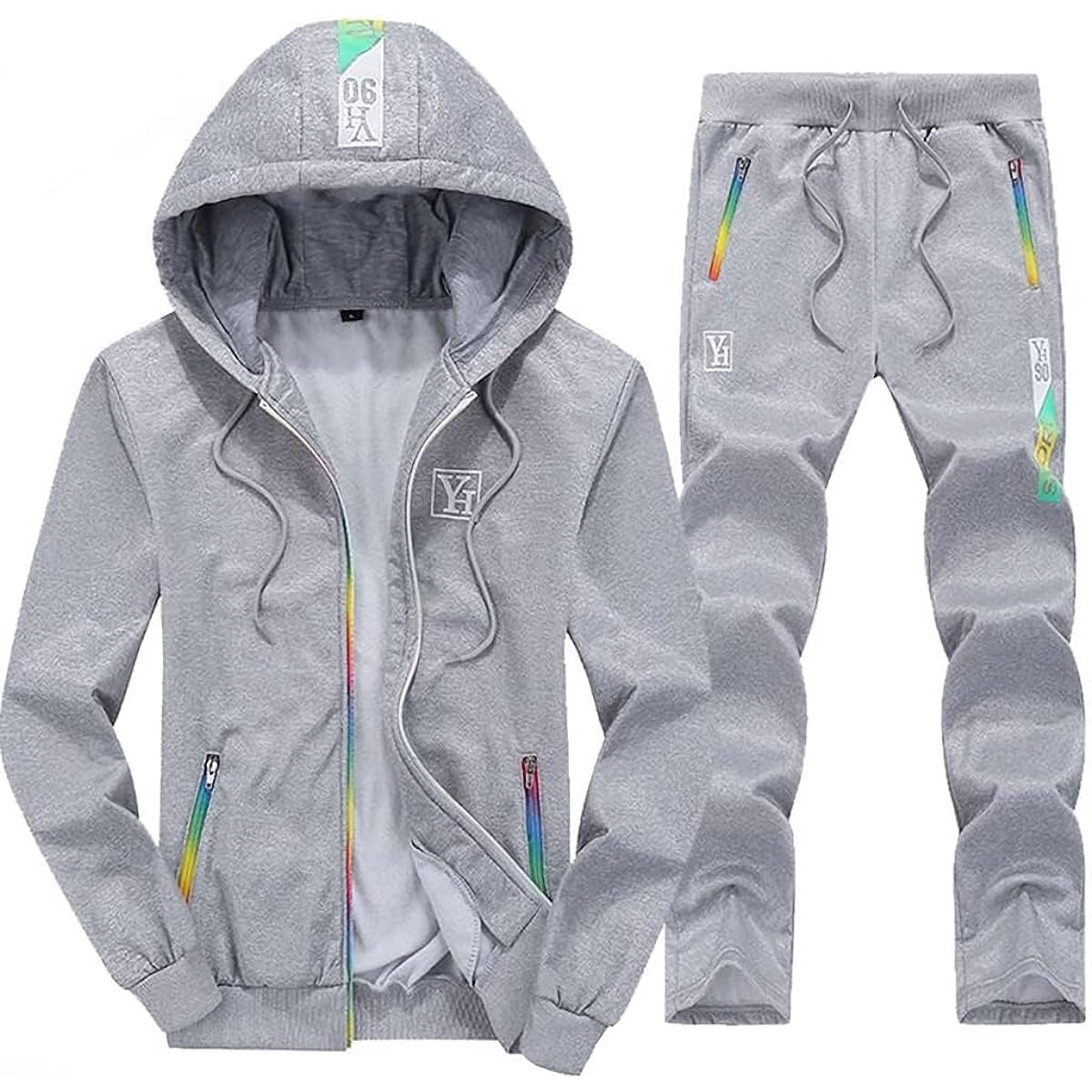 [aspersio] Men's Long Sleeve Sweatshirt Hoodie 2 Piece Set with Hood