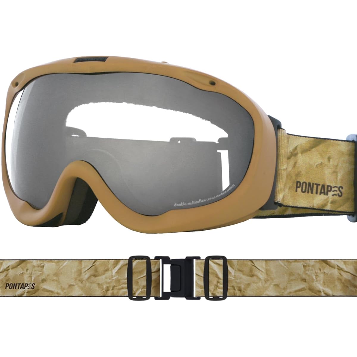 PONTAPES Snowboarding Goggles, Japanese Design Product, Anti-Fog Processing, Double Lens, Unisex, Easy to Put On and Take Off, 8 Colors Available, PNP-893