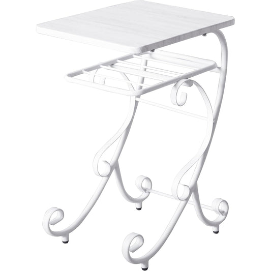 Miyatake Seisakusho Celestia Night Table White Wood Grain Finished Product Width 35.3 x Depth 40.3 x Height 60cm Steel Made with Rattle Reduction Adjuster NT-350WH