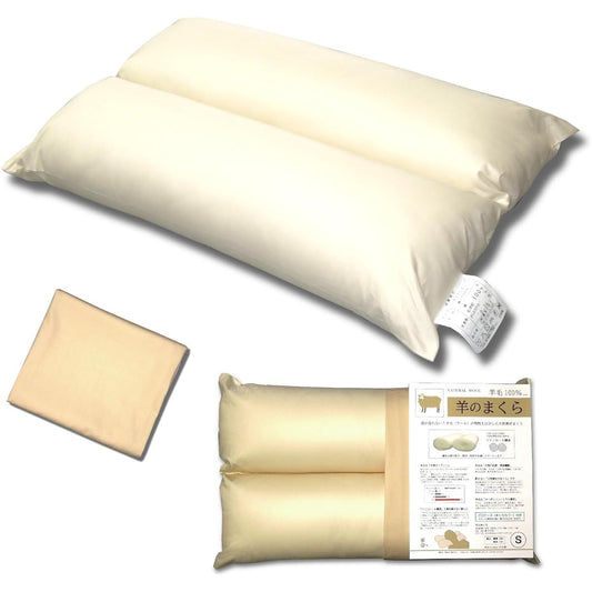 Sheep Pillow, Low Height 9cm (S) Sheep Pillow, 100% Wool, Good Sleep, Sound Sleep, Deep Sleep, Stiff Shoulders, Side Sleeping, No Neck Pain, Supports the Neck, Straight Neck