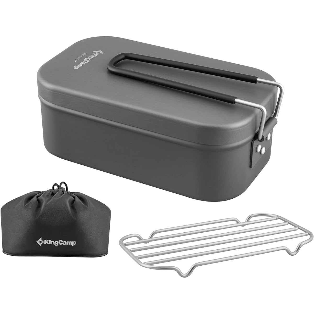 KingCamp Mestin 2 Cups Anodized Alumite Non-Stick Black Mess Kit Suitable for Open Fires with Scales Burr Treated Hango Camping Outdoor Hango Lightweight Rice Cooking/Climbing/Outdoor/Disaster Prevention (Set of 2)