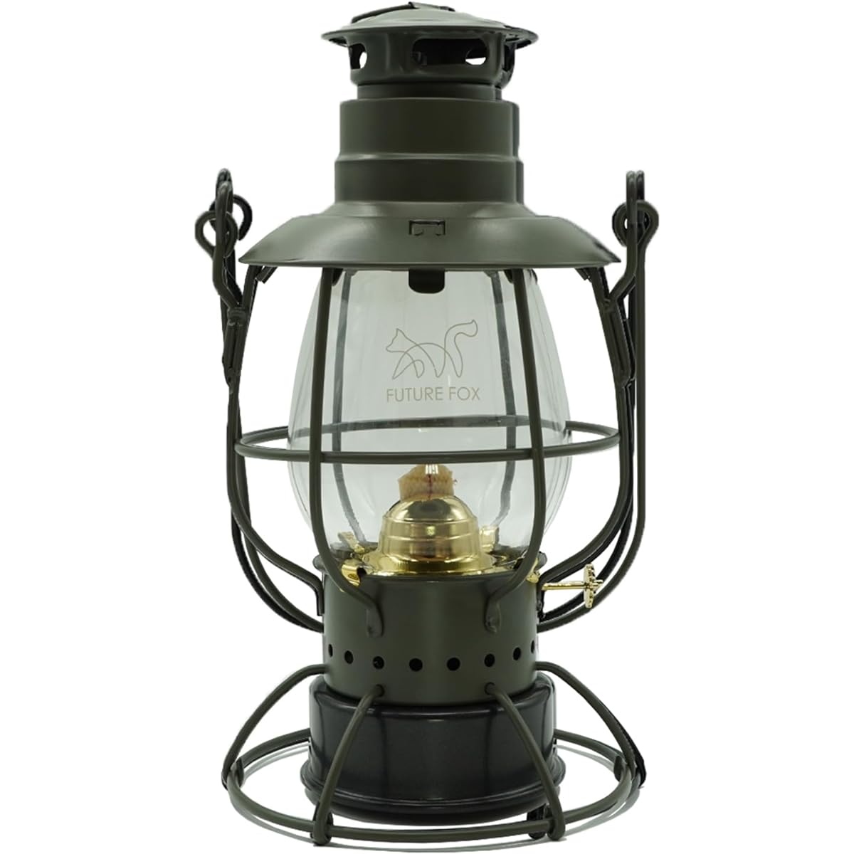 FUTUREFOX Lantern Oil Lantern Railroad Hurricane Lantern Paraffin Oil Tank 200ml 20 Hours Continuous Use No Pumping Required (Olive)