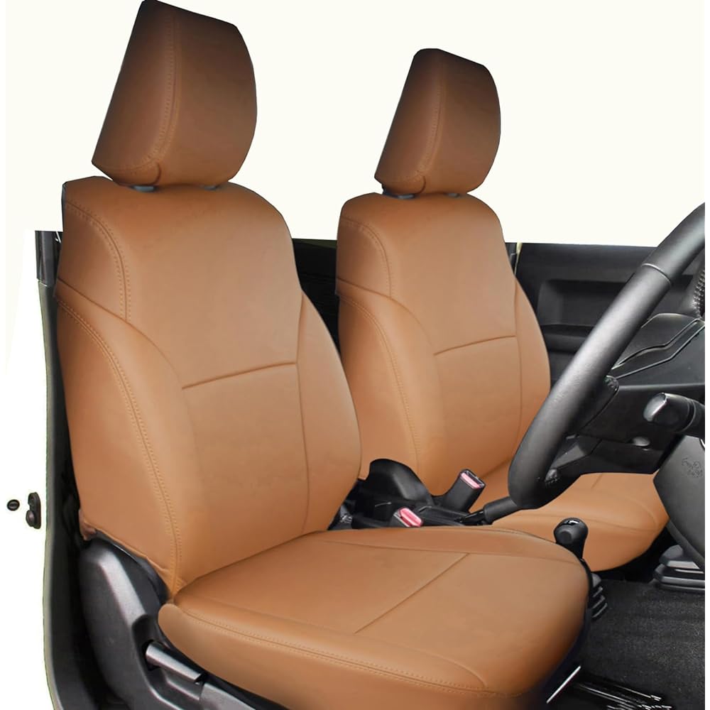 YORKNEIC Seat Cover for Suzuki Jimny Jimny Sierra JB64/JB74 XC/XL JC/JL Exclusive Seat Cover Waterproof Seat Cover Synthetic Leather Material Seat Protection Cover Seat Cover All Seats Set Brown