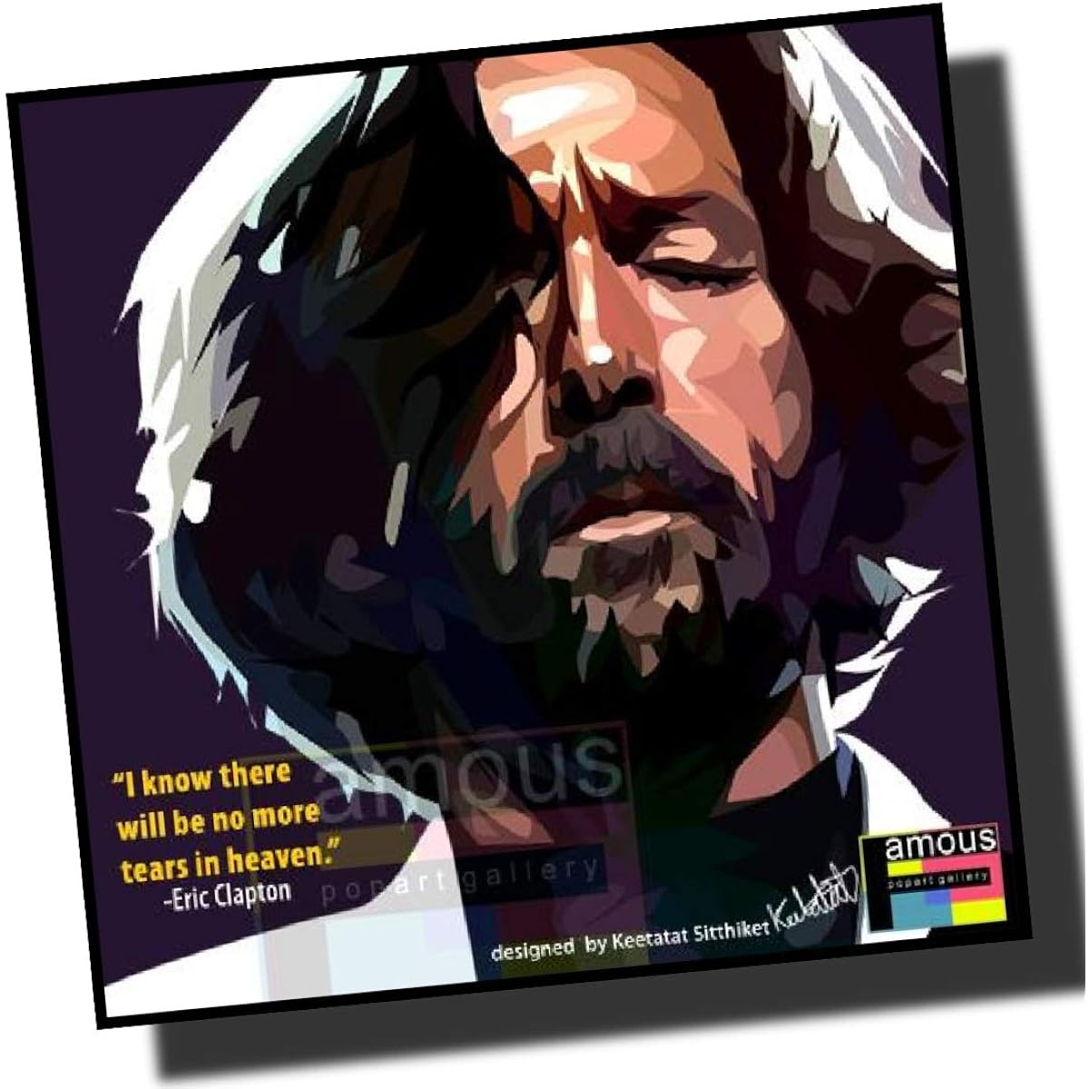 Eric Clapton Overseas Charisma Graphic Art Panel Wooden Wall Hanging Poster for Interior (26*26cm Art Panel Only)