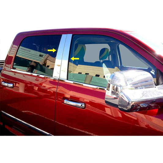 Made in the United States. 2009-2018 DODGE RAM 1500 Crew/2010-2018 RAM MEGA CAB 4PC Stainless steel Chrome Pillar Pillar Post Trim