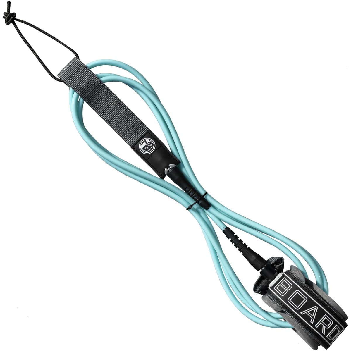 iBoard Surfboard Leash 7mm - Polyurethane Straight Rope - 3 Layers - With Double Rotating Stainless Steel Head - Blue and Gray