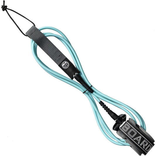 iBoard Surfboard Leash 7mm - Polyurethane Straight Rope - 3 Layers - With Double Rotating Stainless Steel Head - Blue and Gray