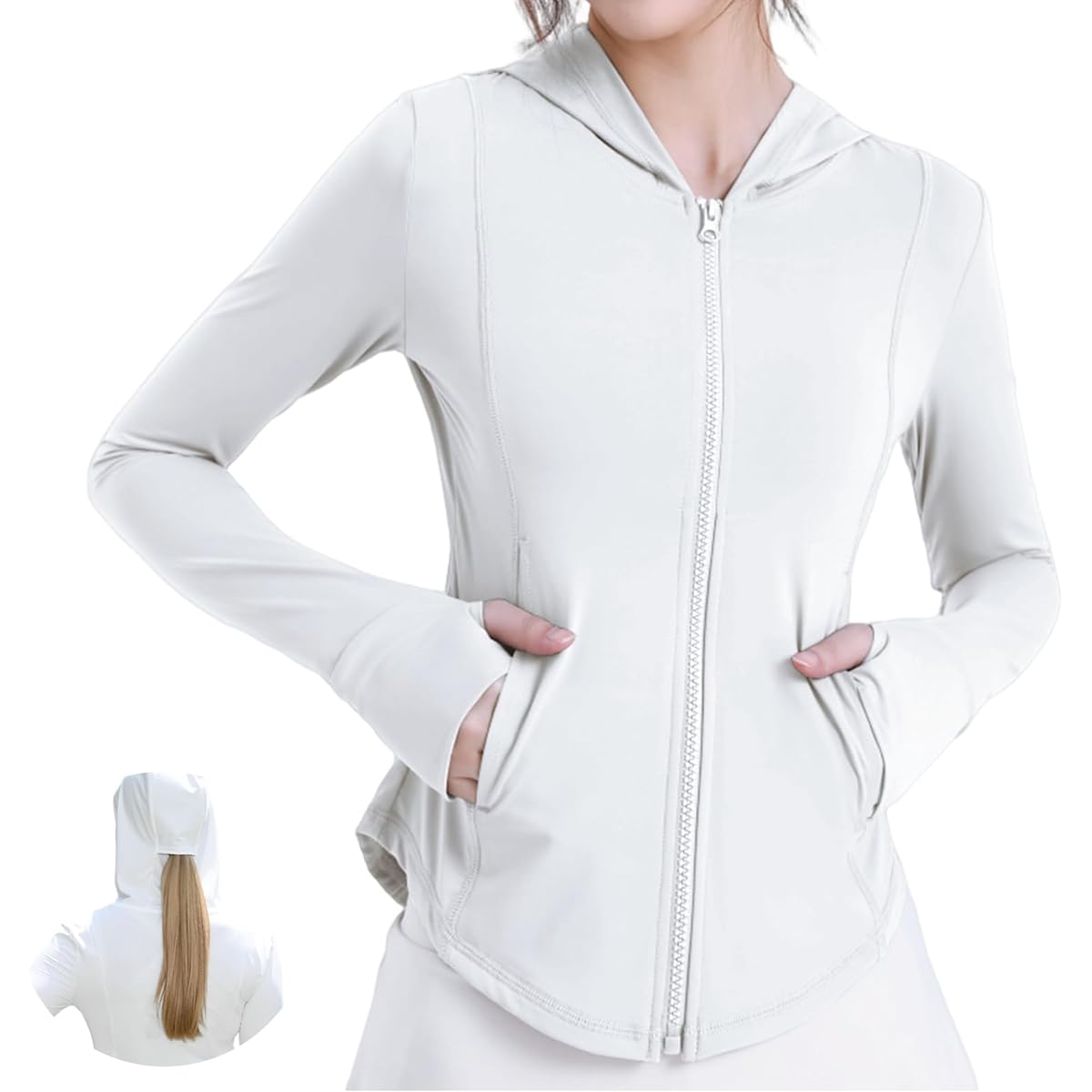 [Fitwings] Style Up UV Parka UPF50+ UV Protection Rash Guard Women's Cool Touch Feeling Style Up Curvy Long Sleeve Round Cut