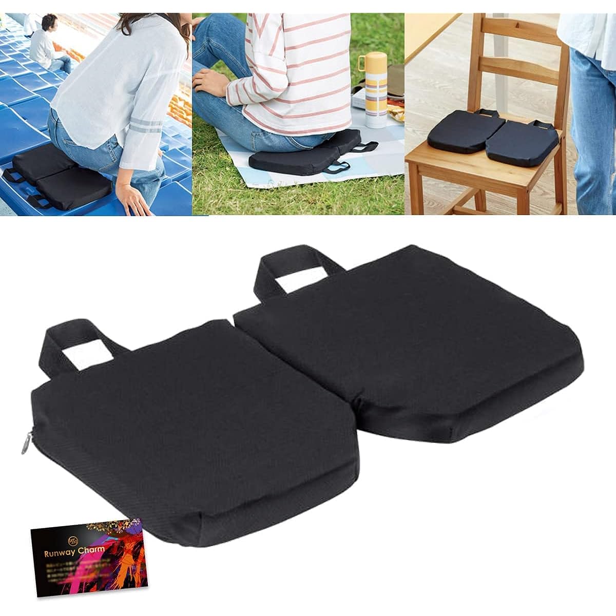 NEIGHBOR CLOWN Anywhere Multi-Cushion Lightweight Folding Single Person 32 x 20.5cm Cushion Chair Cushion Memory Foam Leisure Mat Outdoor Mat Camping Mat (Pink)