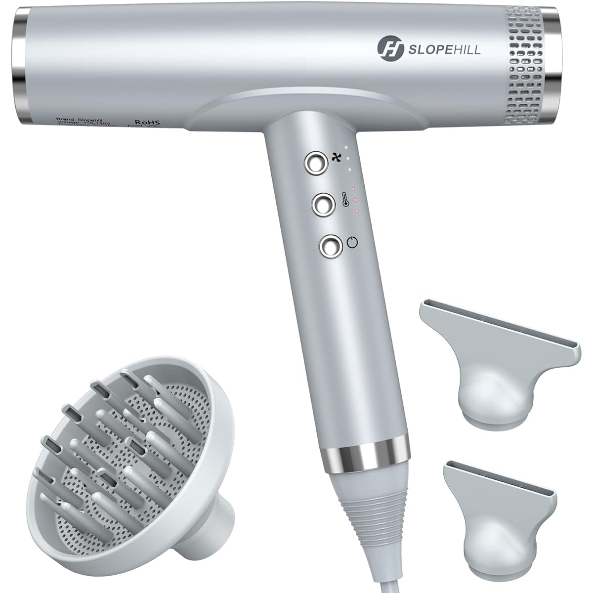 Slopehill Hair Dryer 2000W Quick Dry Large Air Volume Negative Ion Dryer with Magnetic Nozzle Automatic Cleaning Function Dryer Ultra Lightweight Compact Low Noise Overheat Prevention 4 Level Temperature Adjustment For Home/Hair Salon/Travel PSE Certifie