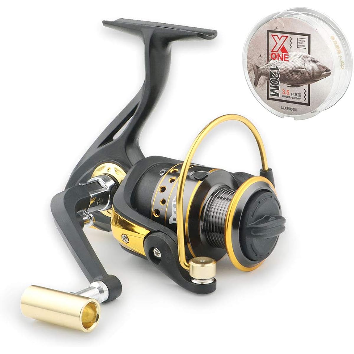 Sommos Reel Fishing Line Set Spinning Reel Size 3.5 with 120m Fishing Line Gear Ratio 5.2:1 13BB Maximum Drag Force 8KG Left and Right Interchangeable Foldable Freshwater Fishing Sea Fishing